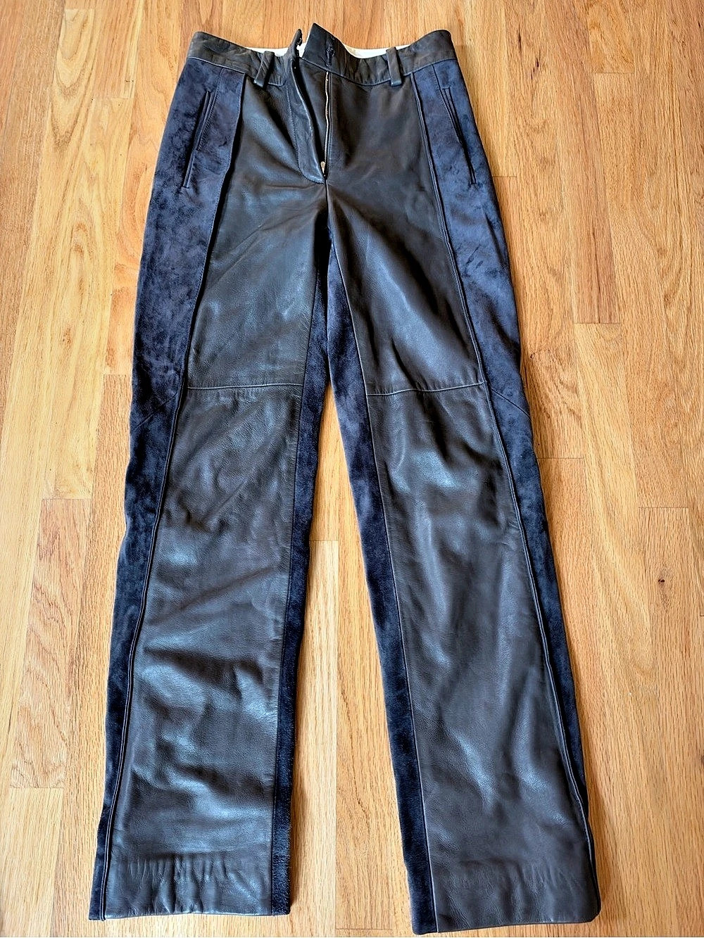 Vintage Marc Jacobs Collection Leather and Suede dark grey Straight Leg Pants Si